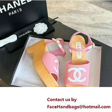 Chanel Fabric  &  Patent Calfskin Sandals G45555 Pink 2024